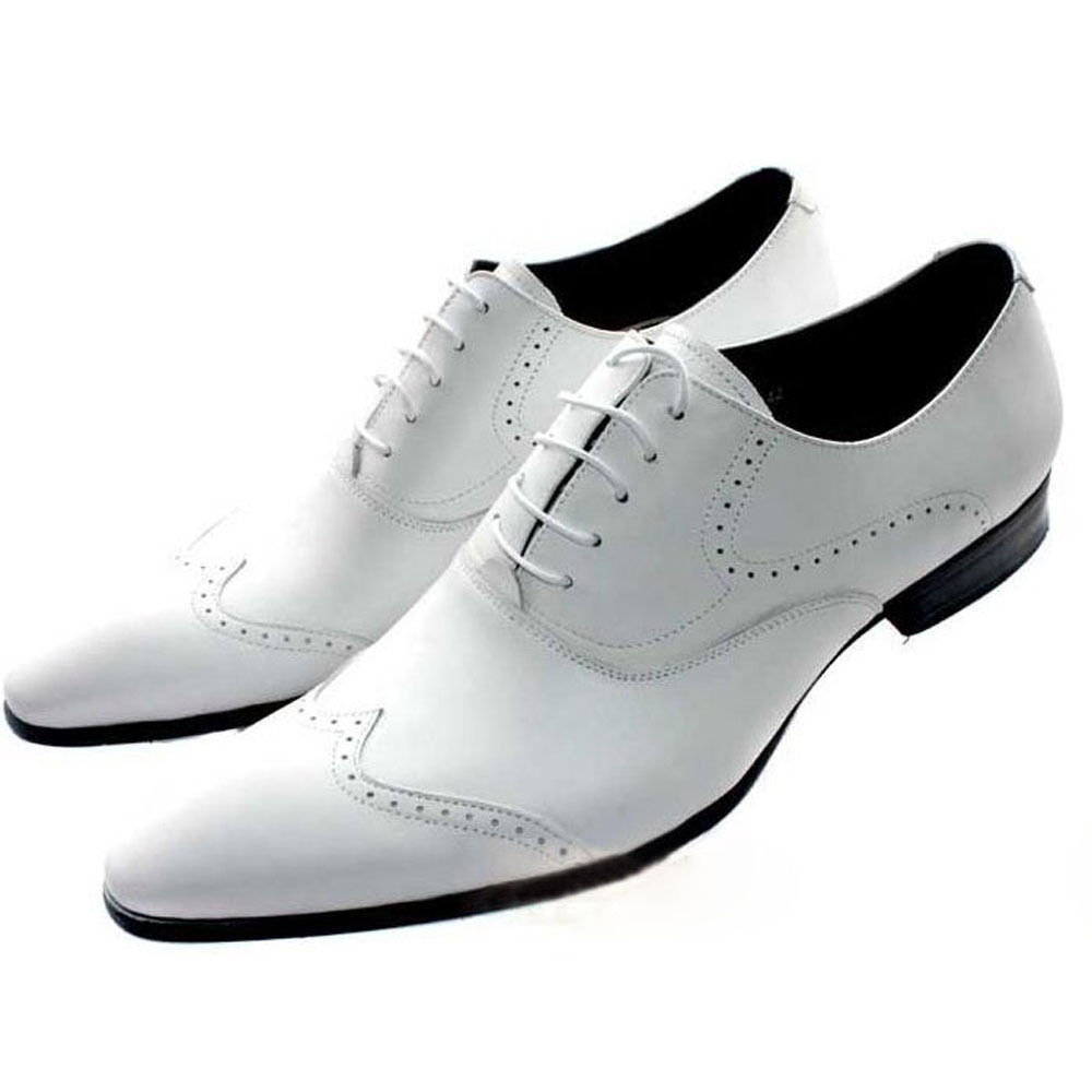 Men Oxford White Brogue Slip On Wingtip Boots Dress Shoes Leather ...